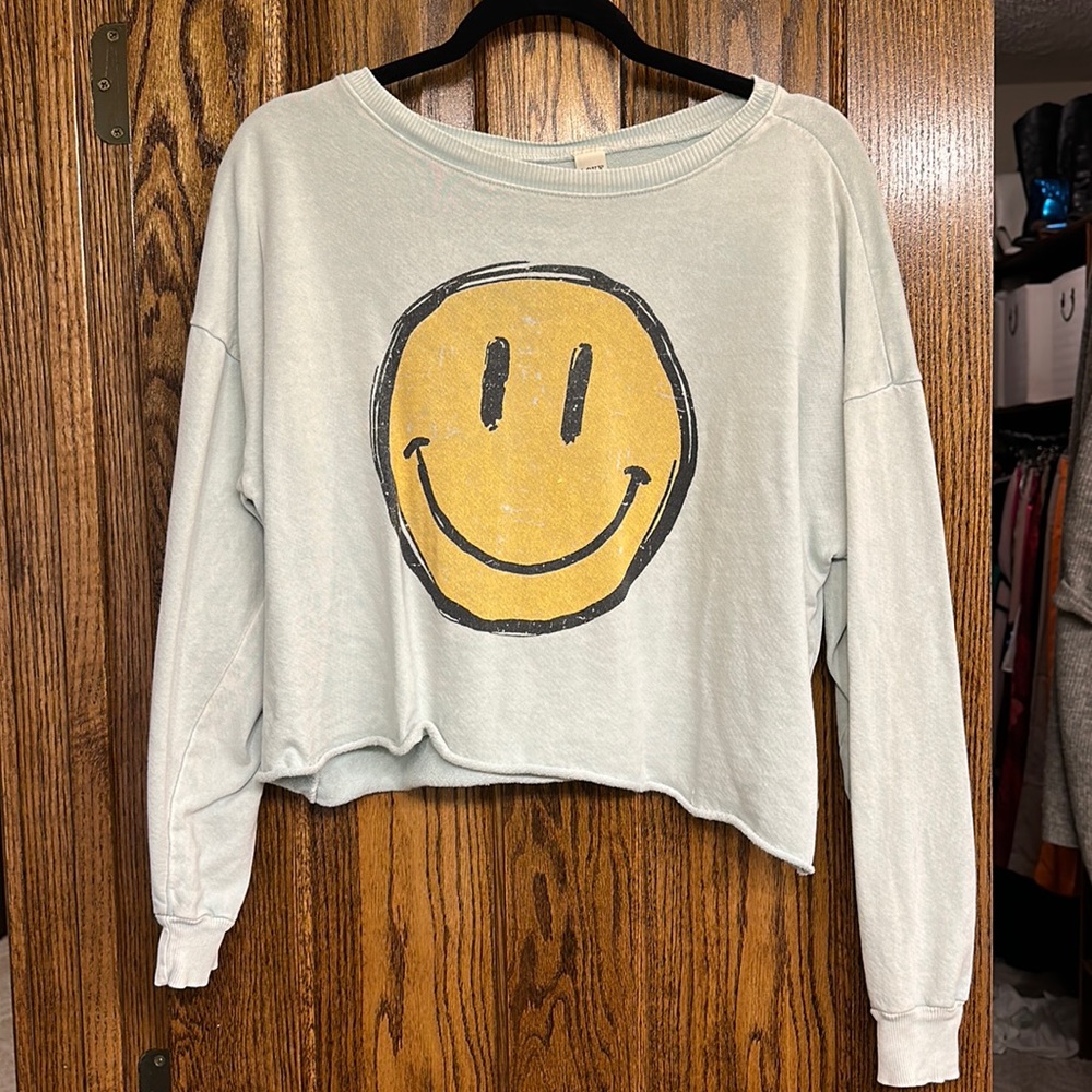 Crop Oversize Smiley Sweatshirt